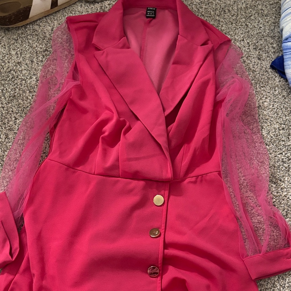 SHEIN Pink Blouse with Sheer Sleeves